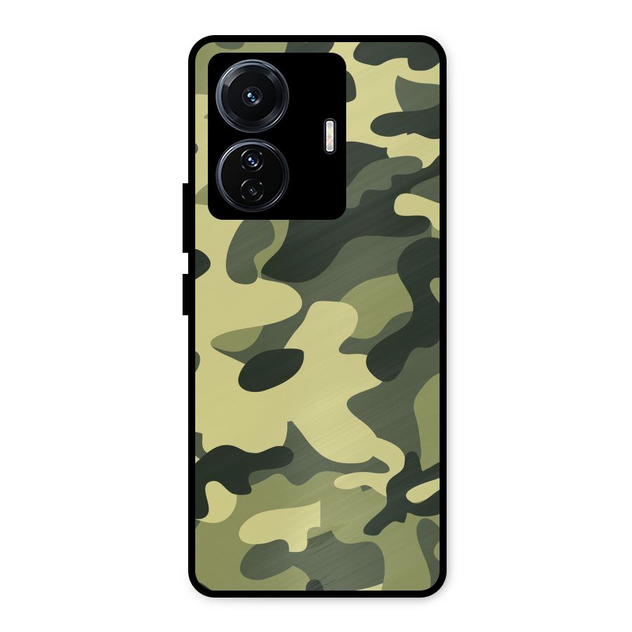 Green Military Pattern Metal Back Case for Vivo T1 Pro