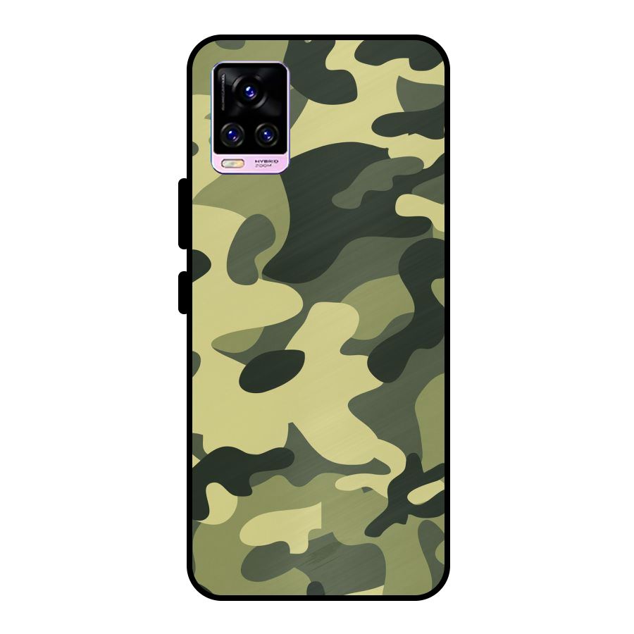Green Military Pattern Metal Back Case for Vivo V20 Pro