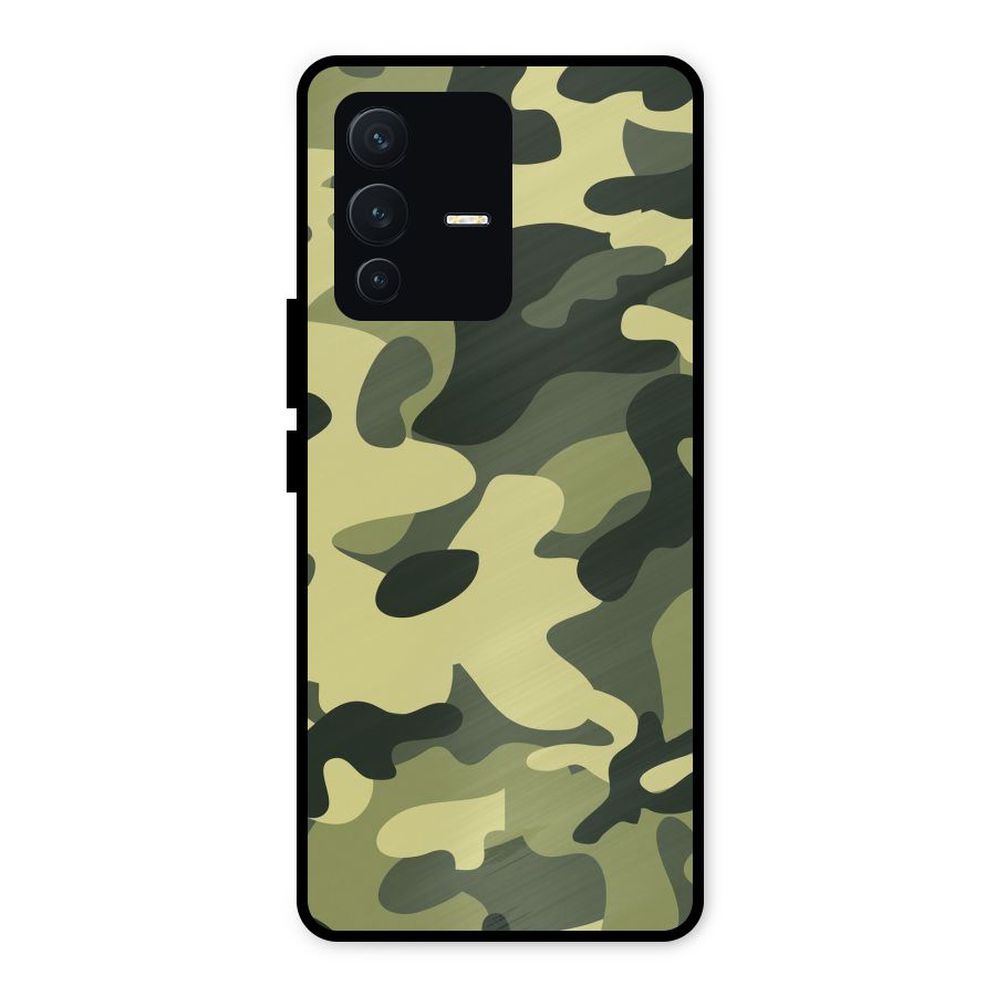 Green Military Pattern Metal Back Case for Vivo V23 5G