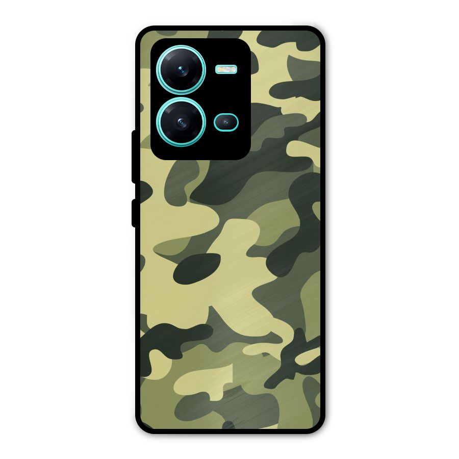 Green Military Pattern Metal Back Case for Vivo V25