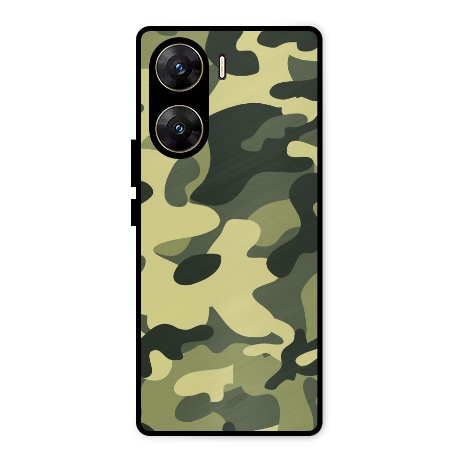 Green Military Pattern Metal Back Case for Vivo V29e