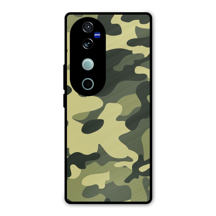Green Military Pattern Metal Back Case for Vivo V40