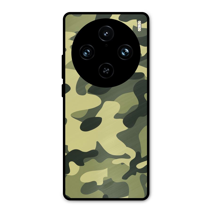 Green Military Pattern Metal Back Case for Vivo X100 Pro