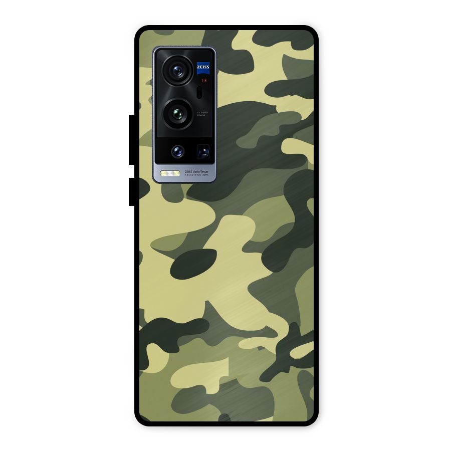Green Military Pattern Metal Back Case for Vivo X60 Pro Plus