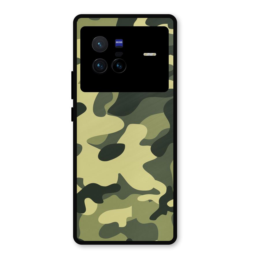 Green Military Pattern Metal Back Case for Vivo X80