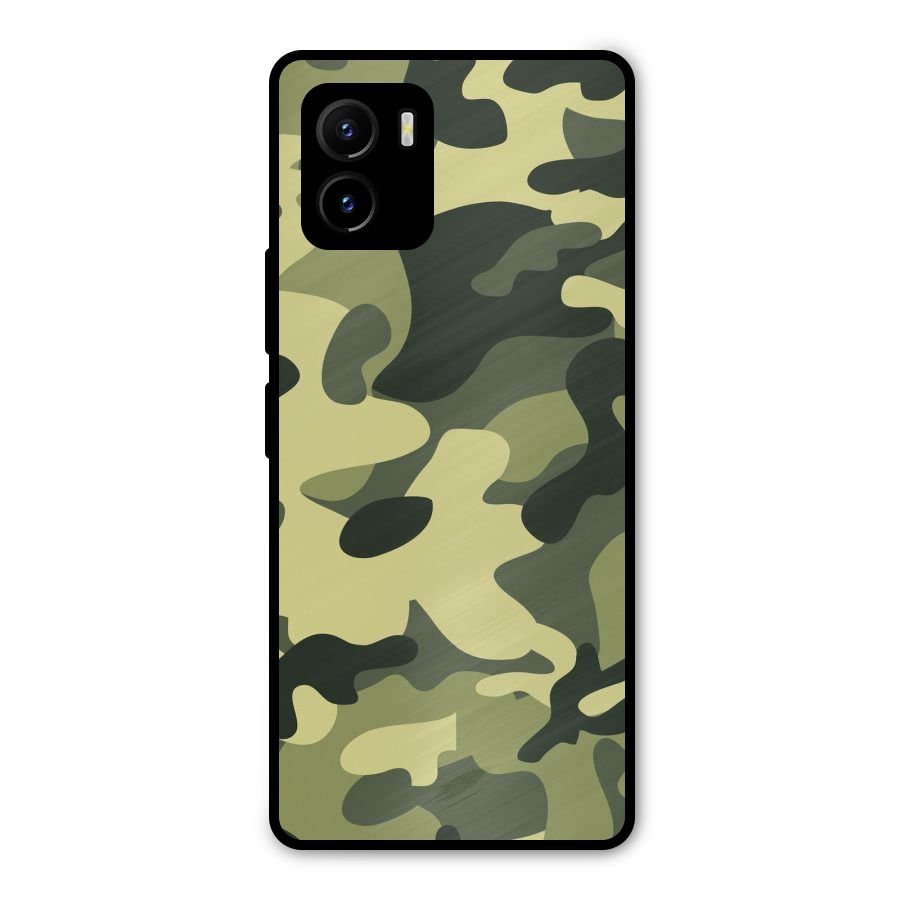 Green Military Pattern Metal Back Case for Vivo Y15s
