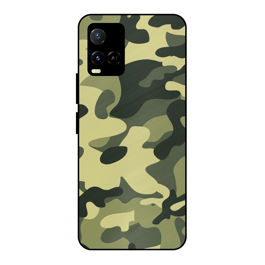 Green Military Pattern Metal Back Case for Vivo Y21