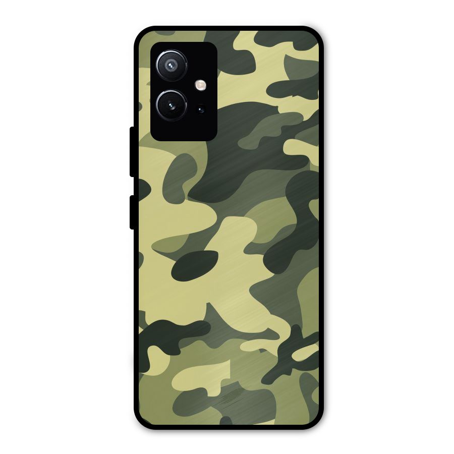 Green Military Pattern Metal Back Case for Vivo Y75 5G