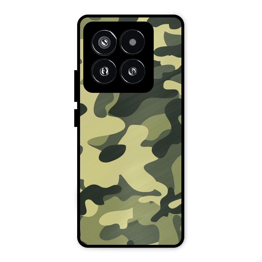 Green Military Pattern Metal Back Case for Xiaomi 14 Pro