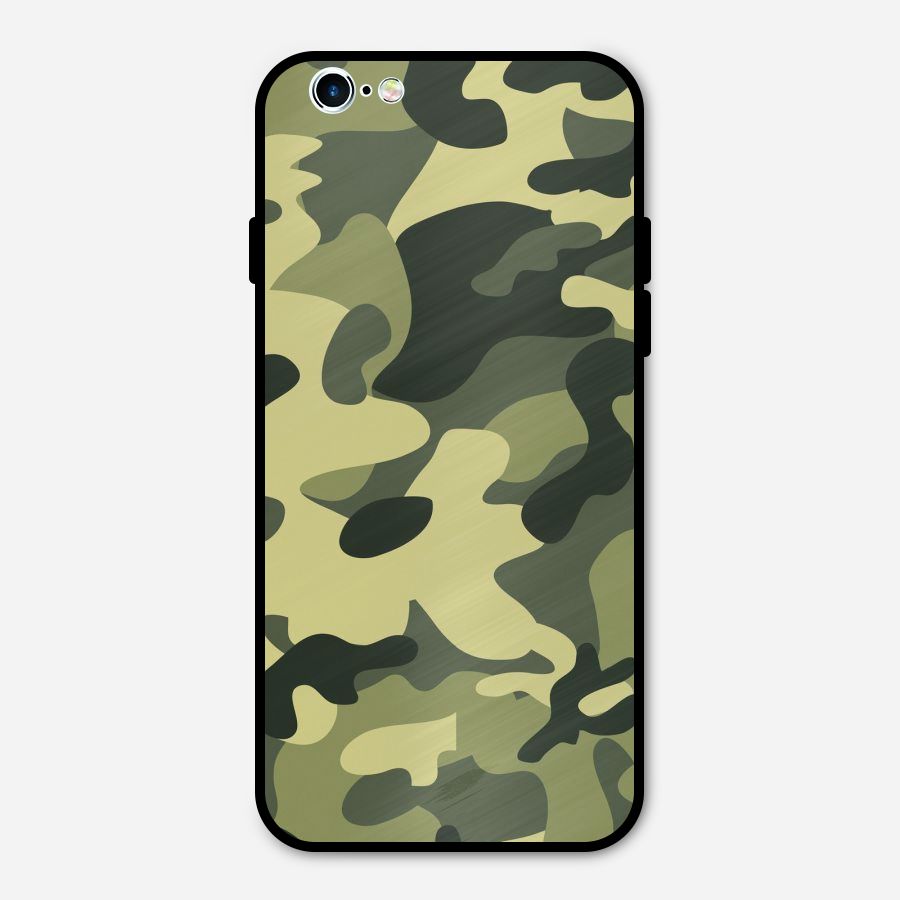 Green Military Pattern Metal Back Case for iPhone 6 6s