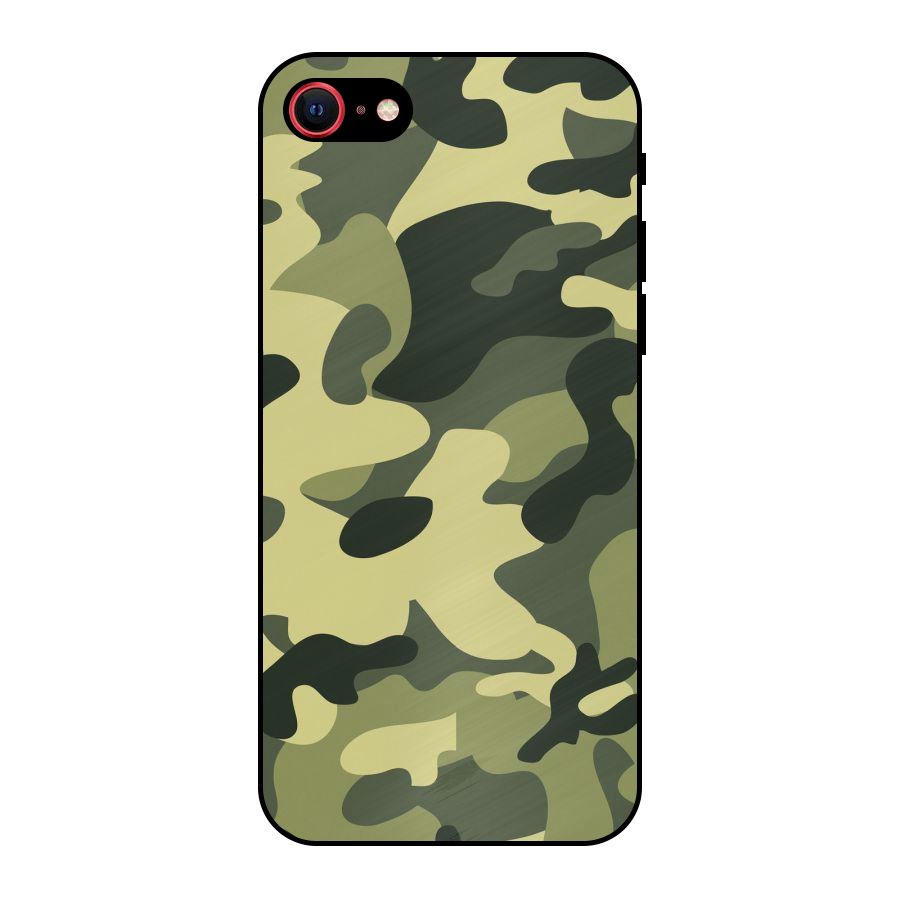 Green Military Pattern Metal Back Case for iPhone 7