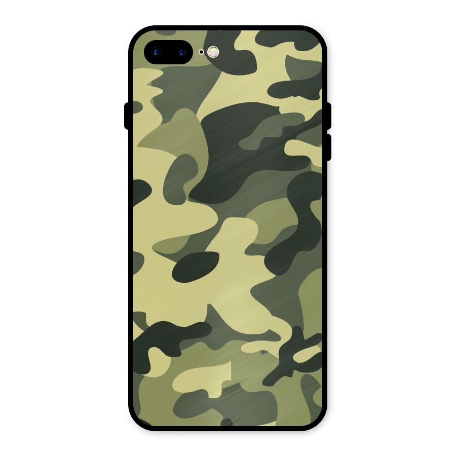 Green Military Pattern Metal Back Case for iPhone 8 Plus
