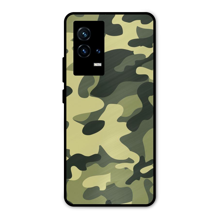Green Military Pattern Metal Back Case for iQOO 9 5G