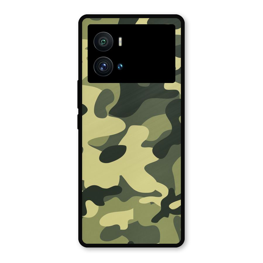 Green Military Pattern Metal Back Case for iQOO 9 Pro