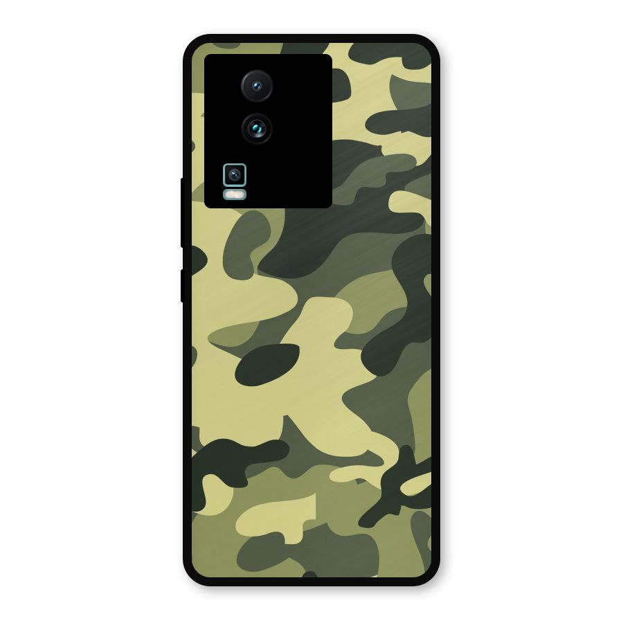 Green Military Pattern Metal Back Case for iQOO Neo 7