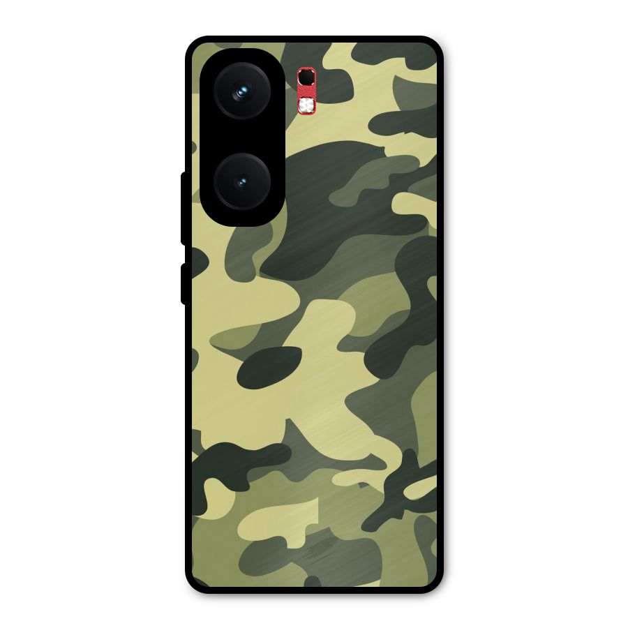 Green Military Pattern Metal Back Case for iQOO Neo 9 Pro