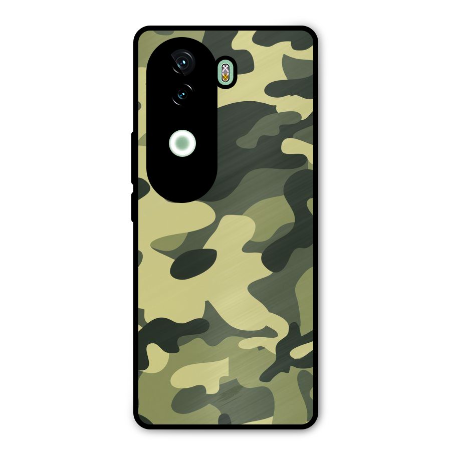 Green Military Pattern Metal Back Case for iQOO Z9s