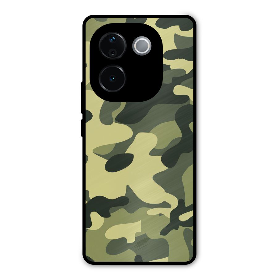 Green Military Pattern Metal Back Case for iQOO Z9s Pro