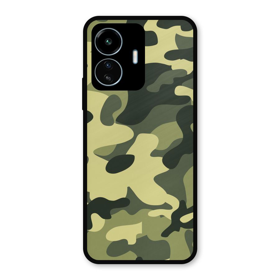 Green Military Pattern Metal Back Case for vivo iQOO Z6 Lite 5G