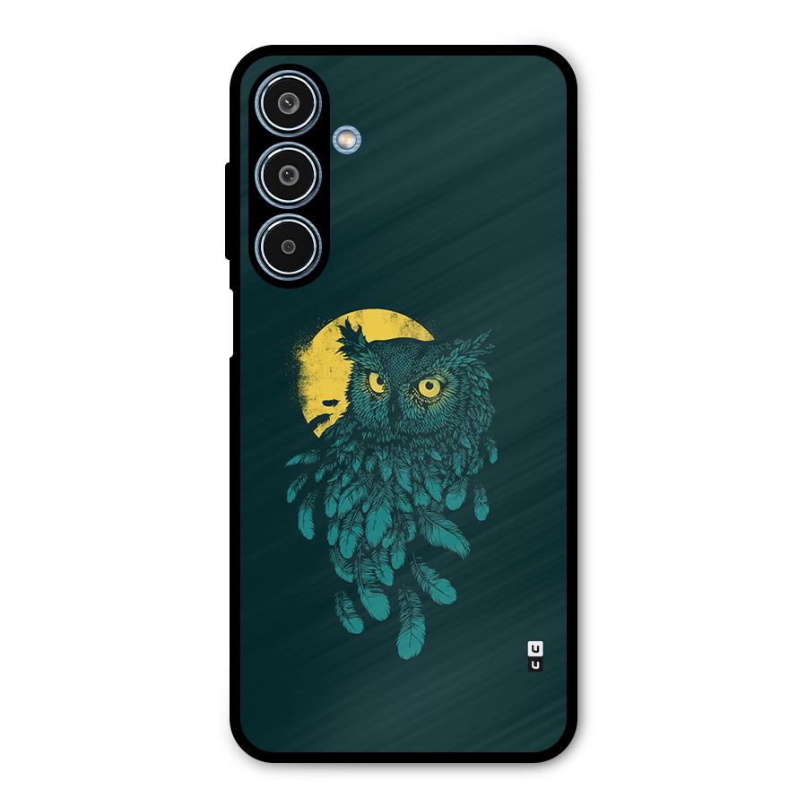 Green Owl Metal Back Case for Galaxy M35