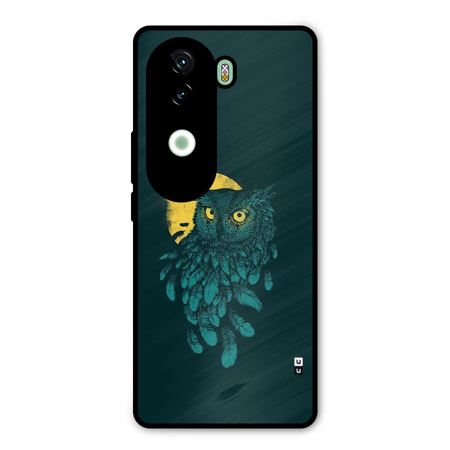 Green Owl Metal Back Case for iQOO Z9s