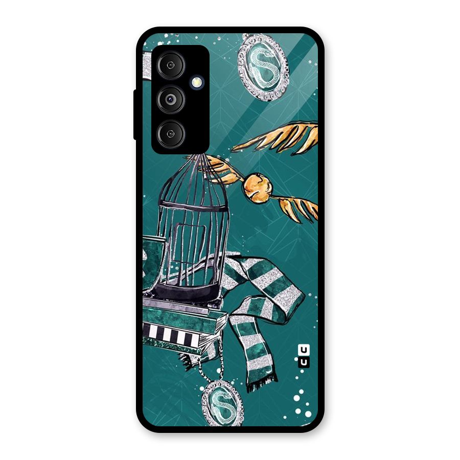 Green Scarf Glass Back Case for Galaxy M14 5G