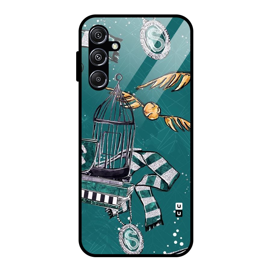 Green Scarf Glass Back Case for Galaxy M34 5G