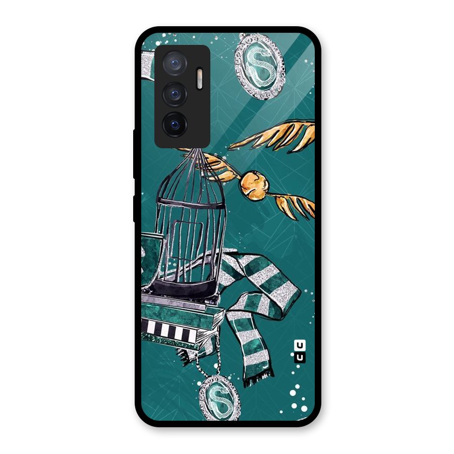 Green Scarf Glass Back Case for Vivo V23e