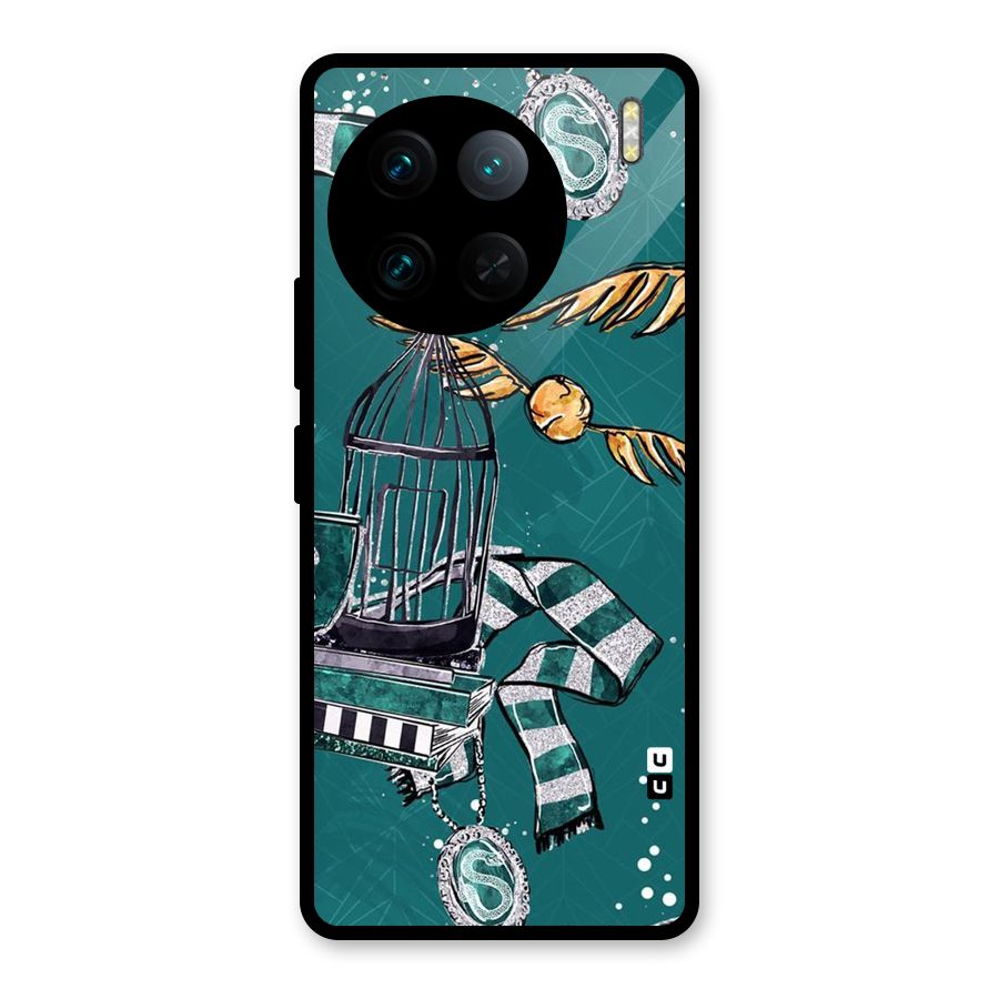 Green Scarf Glass Back Case for Vivo X90 Pro