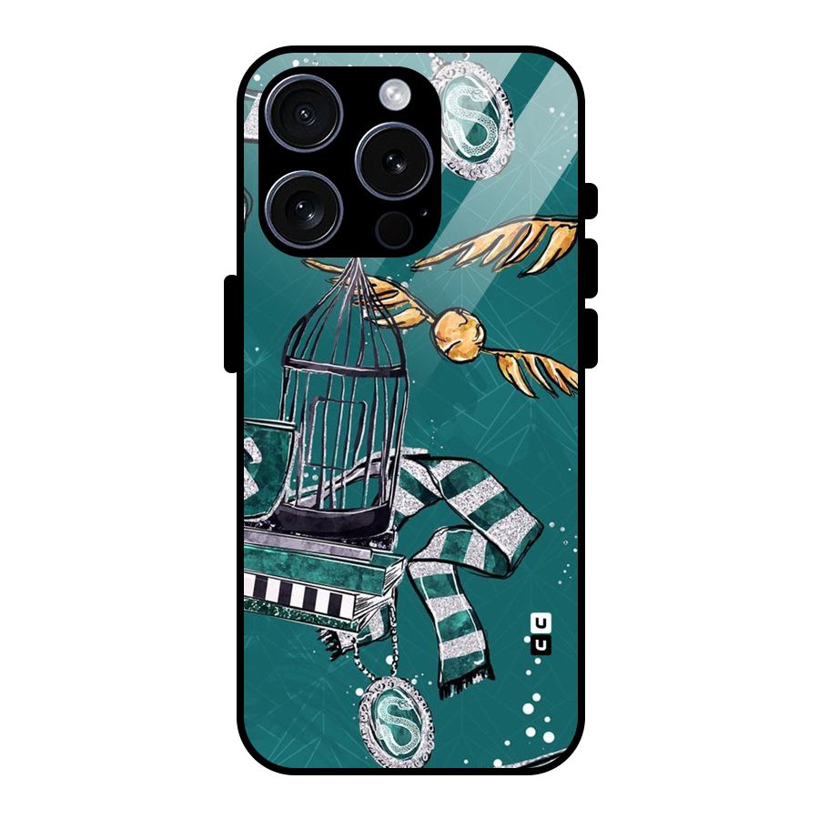 Green Scarf Glass Back Case for iPhone 15 Pro