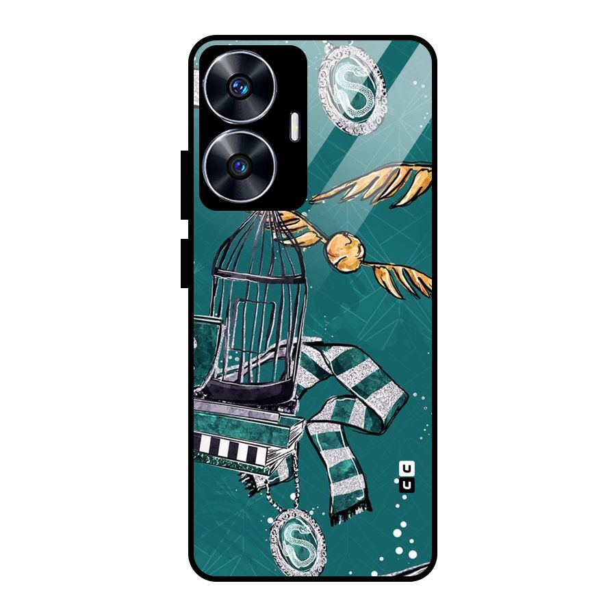 Green Scarf Glass Back Case for realme C55