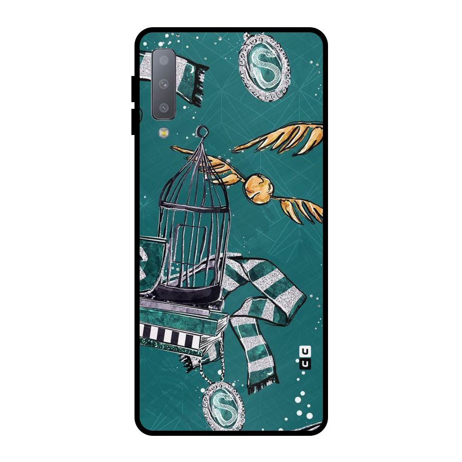 Green Scarf Metal Back Case for Galaxy A7 (2018)