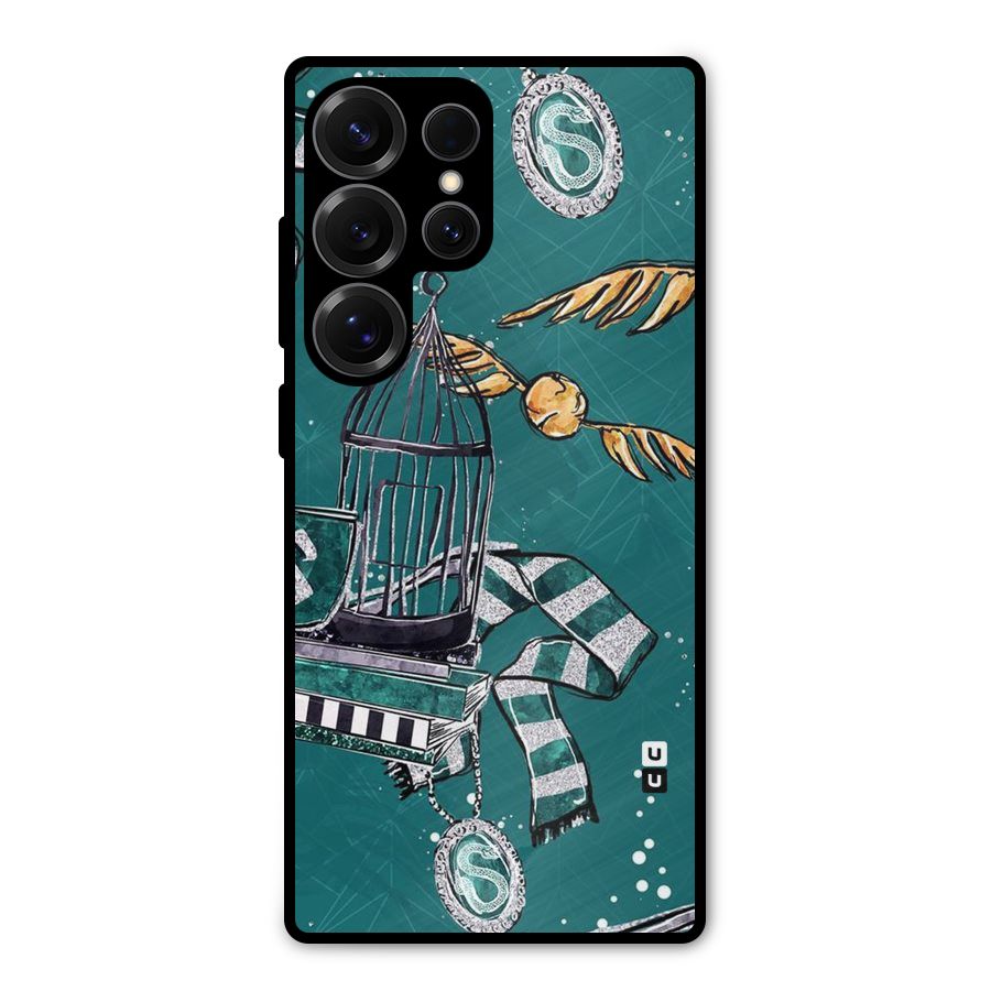 Green Scarf Metal Back Case for Galaxy S25 Ultra