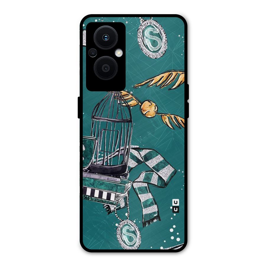 Green Scarf Metal Back Case for Oppo F21 Pro 5G