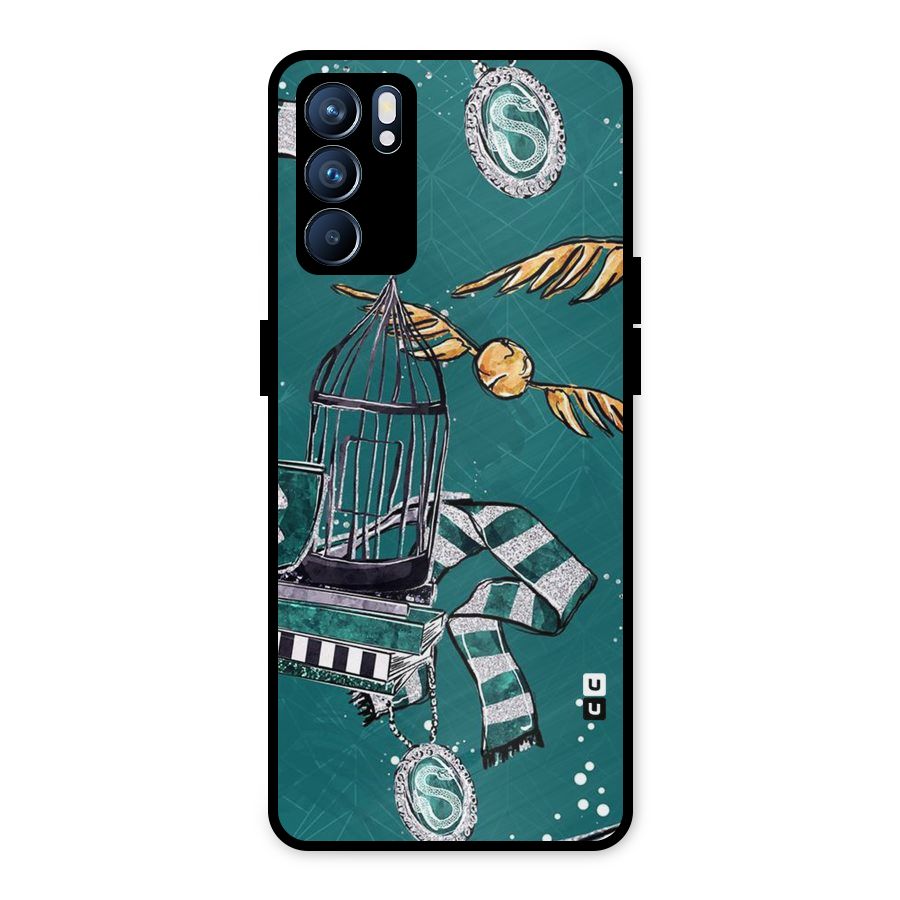 Green Scarf Metal Back Case for Oppo Reno6 5G