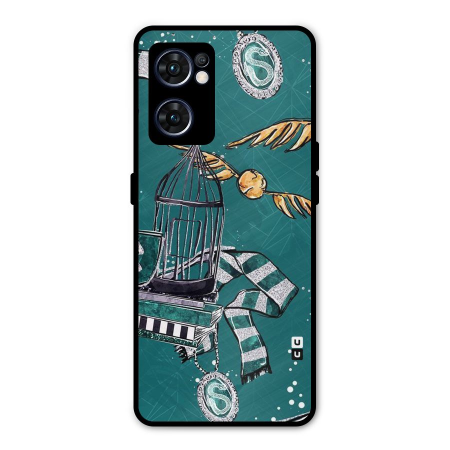 Green Scarf Metal Back Case for Oppo Reno7 5G