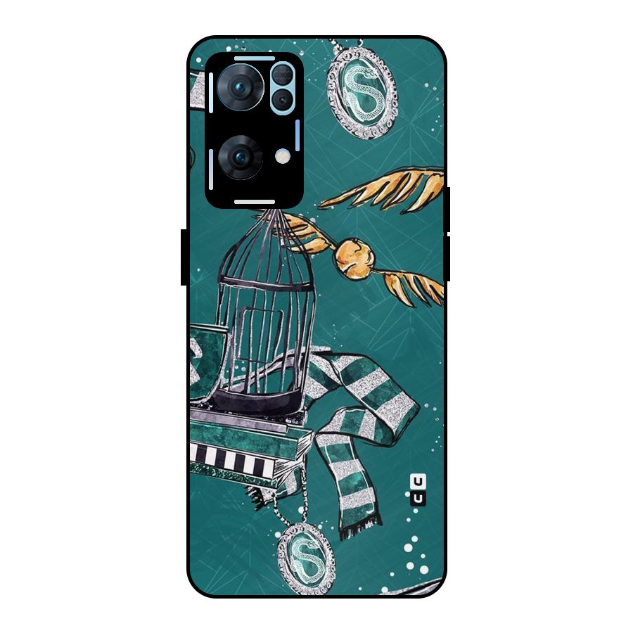 Green Scarf Metal Back Case for Oppo Reno7 Pro 5G