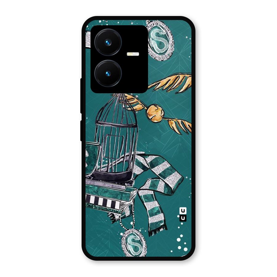 Green Scarf Metal Back Case for Vivo Y22s