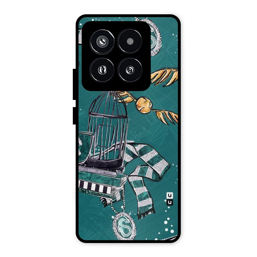 Green Scarf Metal Back Case for Xiaomi 14 Pro