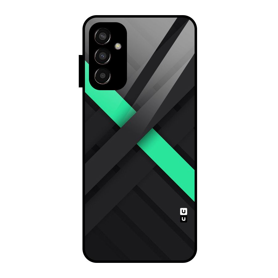 Green Stripe Diagonal Glass Back Case for Galaxy F13