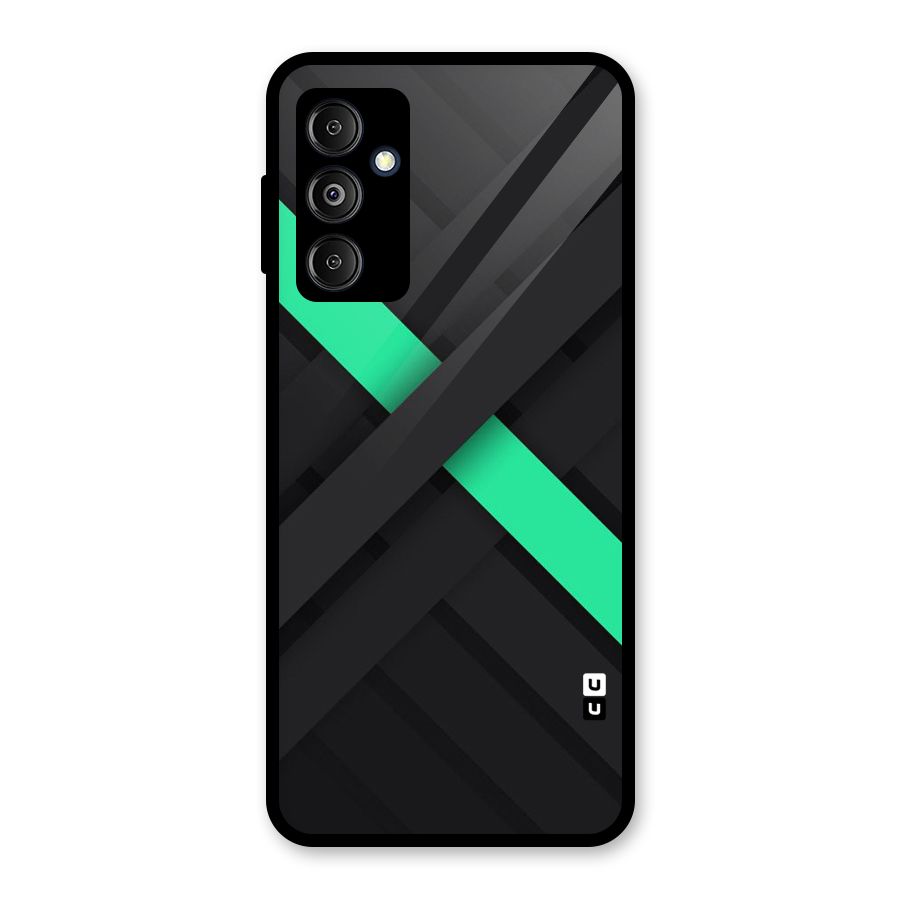 Green Stripe Diagonal Glass Back Case for Galaxy M14 5G
