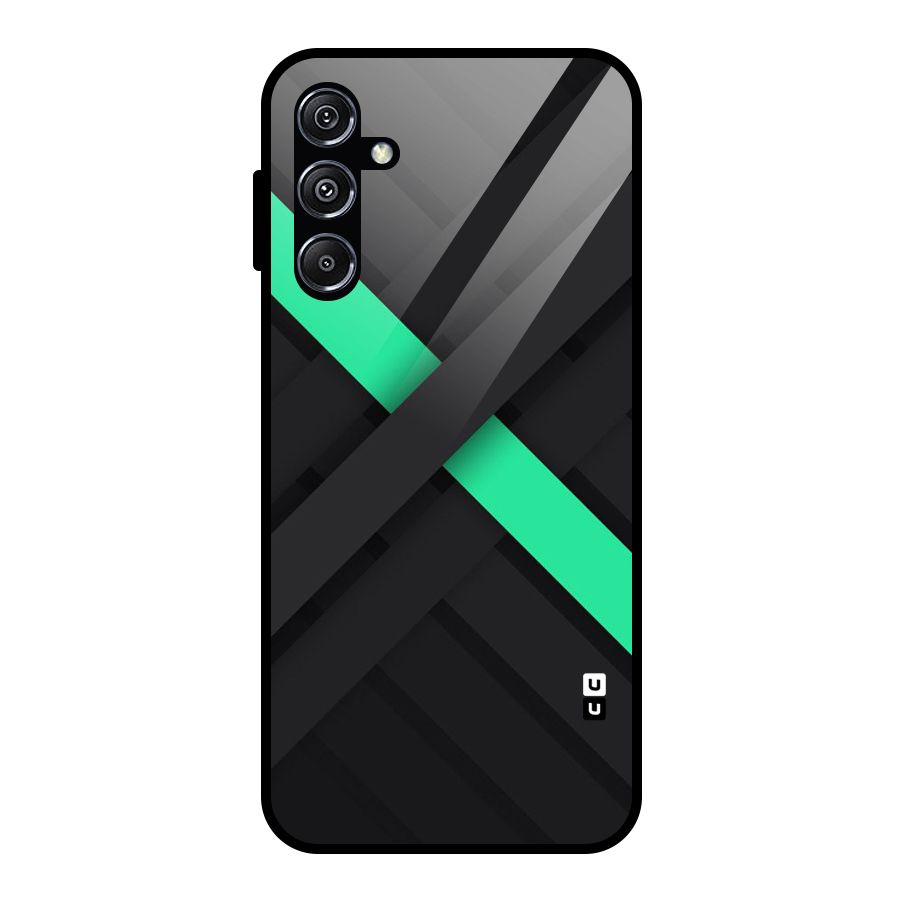 Green Stripe Diagonal Glass Back Case for Galaxy M34 5G
