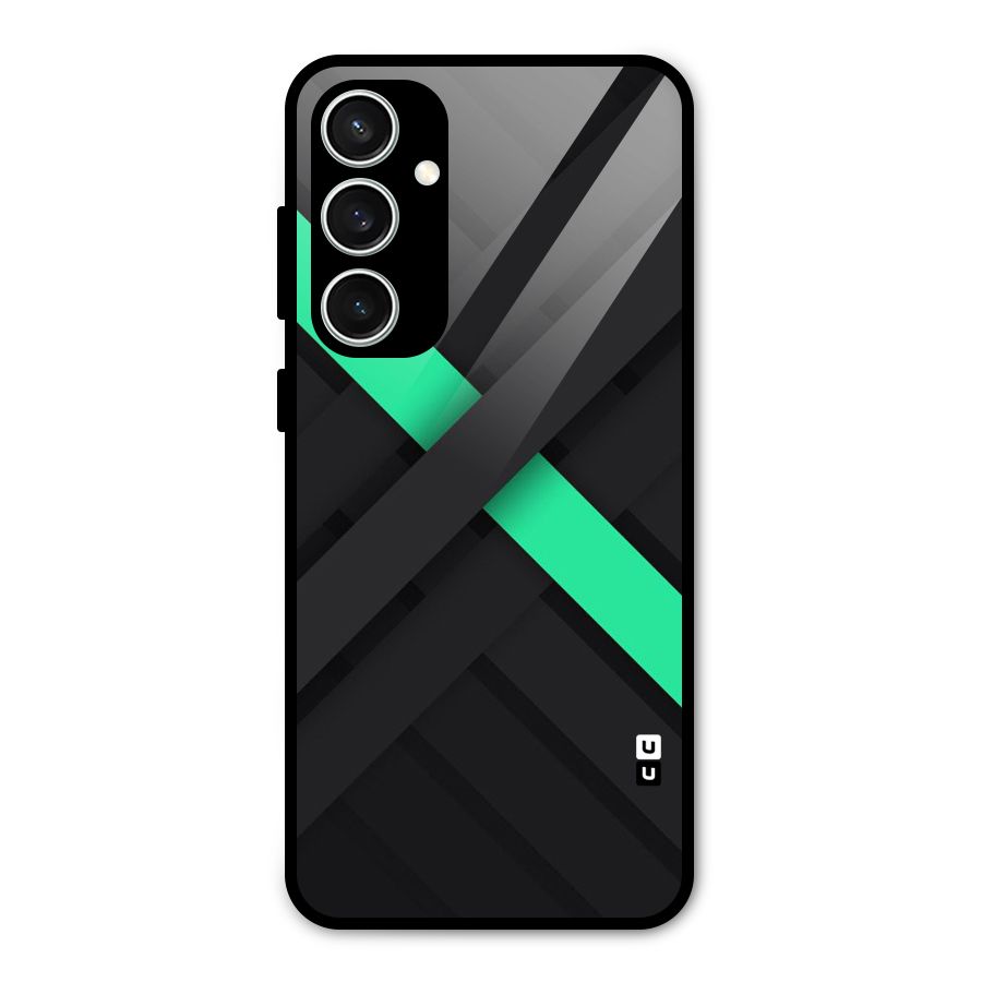 Green Stripe Diagonal Glass Back Case for Galaxy S23 FE