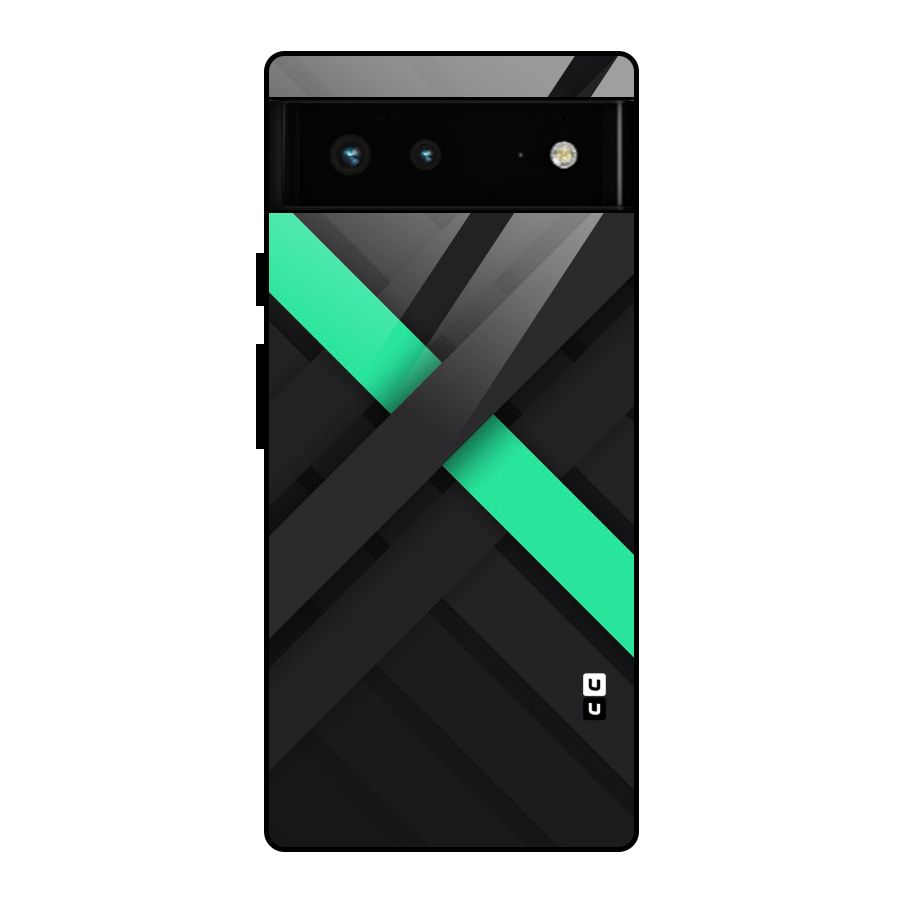 Green Stripe Diagonal Glass Back Case for Google Pixel 6