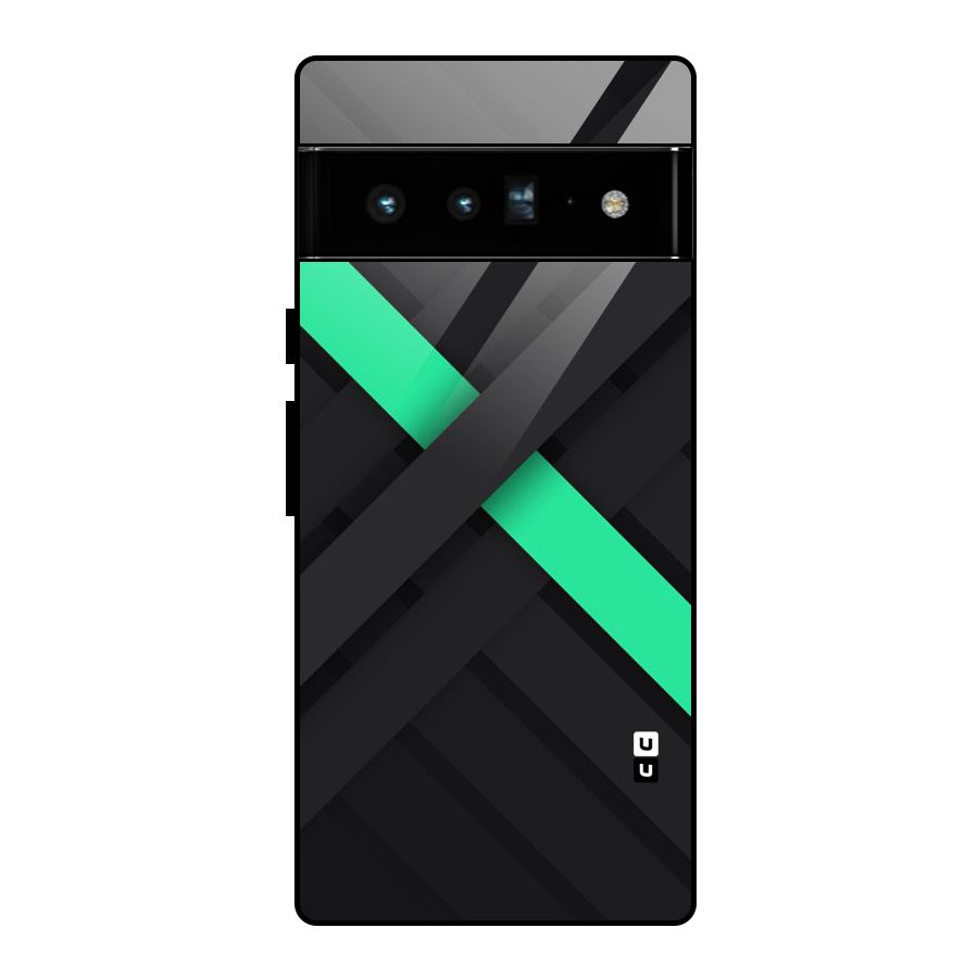 Green Stripe Diagonal Glass Back Case for Google Pixel 6 Pro