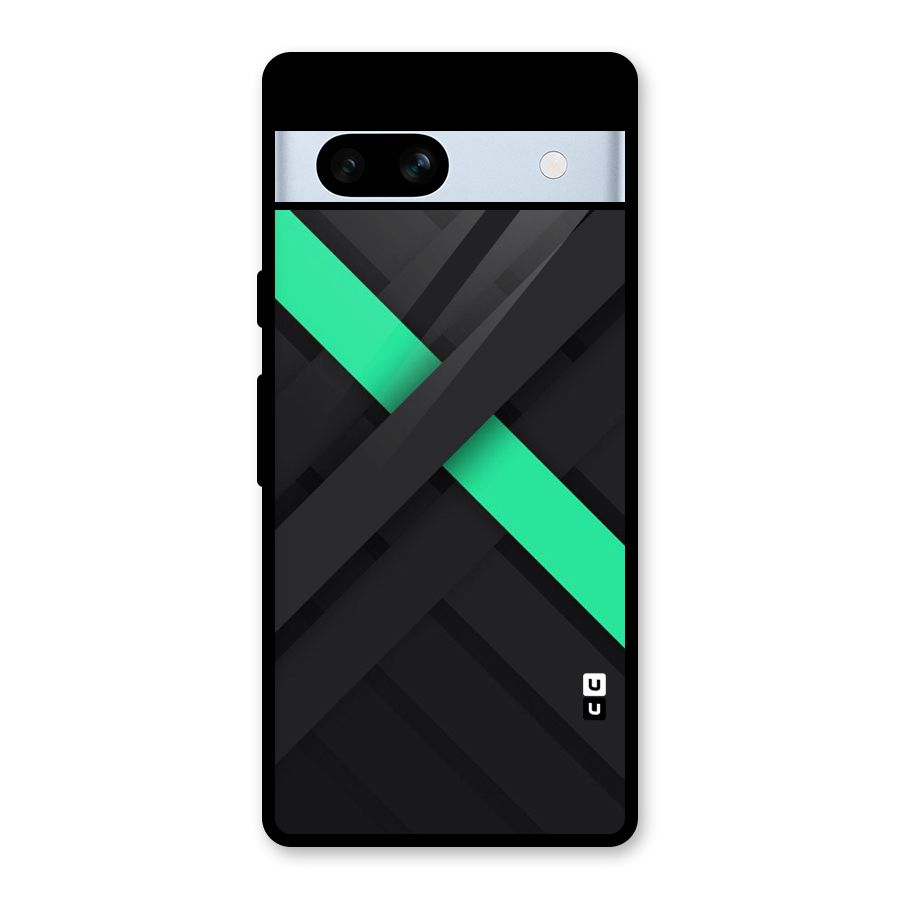 Green Stripe Diagonal Glass Back Case for Google Pixel 7a