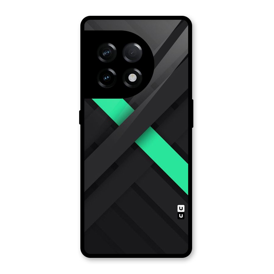Green Stripe Diagonal Glass Back Case for OnePlus 11R