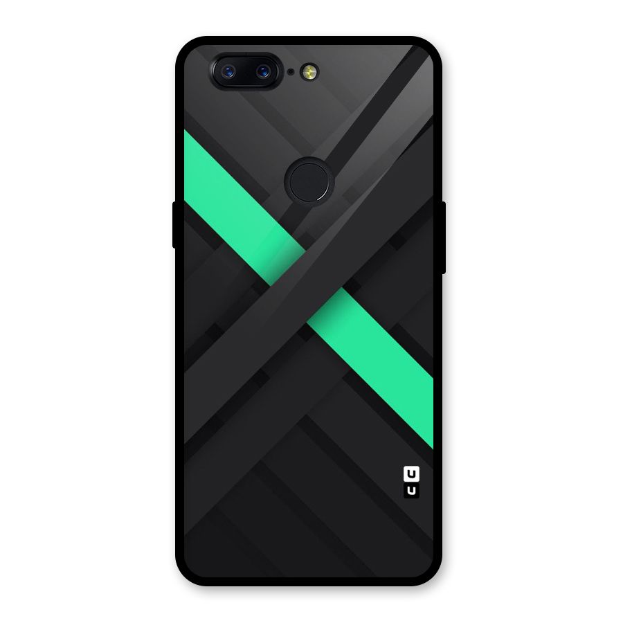 Green Stripe Diagonal Glass Back Case for OnePlus 5T
