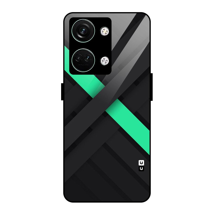 Green Stripe Diagonal Glass Back Case for Oneplus Nord 3