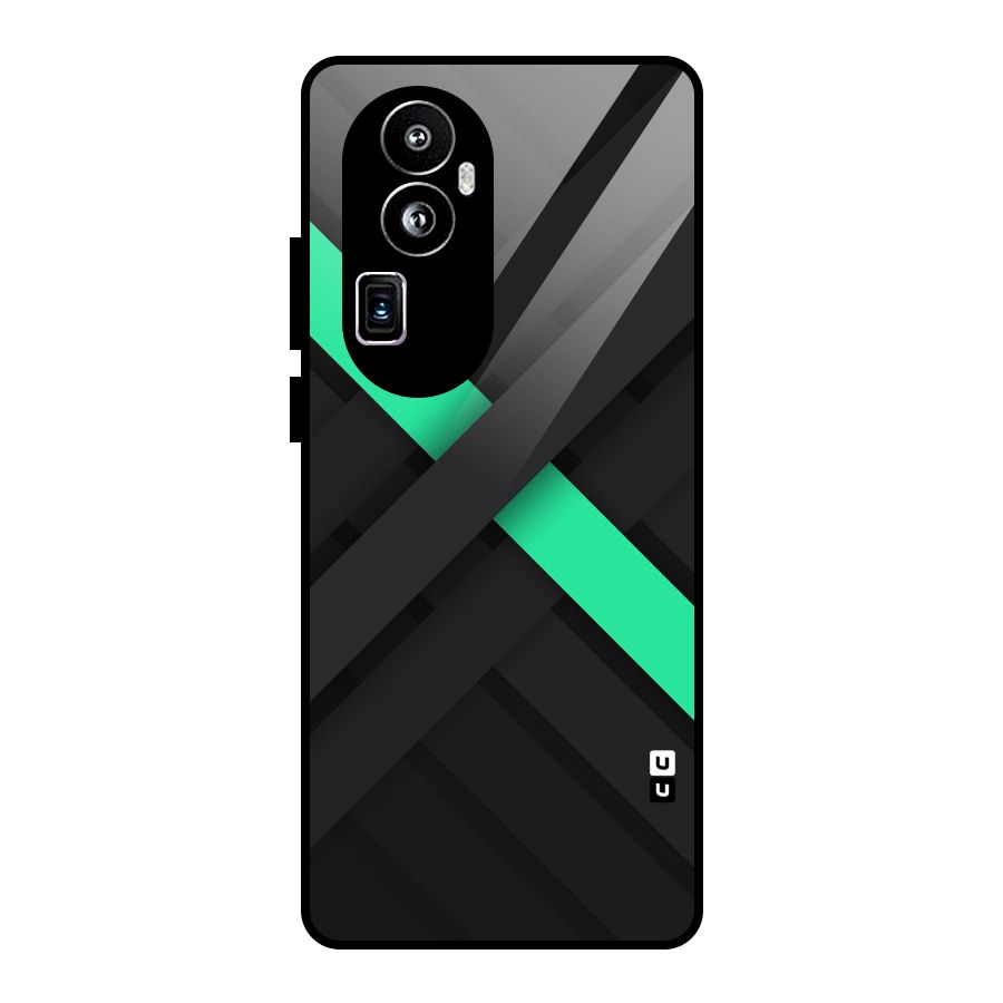 Green Stripe Diagonal Glass Back Case for Oppo Reno10 Pro Plus
